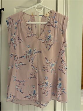 Rebecca Taylor Pink Floral V-Neck Sleeveless Camisole